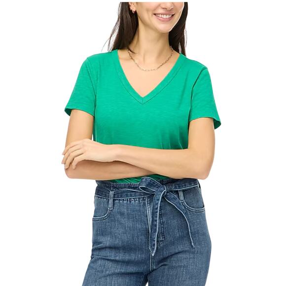 NWT J. Crew Dublin Kelly Green Short Sleeve V-Neck Girlfriend Tee - - Picture 3 of 7